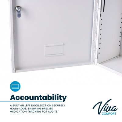 Viva Comfort Large Double Door Medicine Locking Secure Storage Medical Cabinet, 1.7 cu. ft., White (ADIME999-03-WHI-MK)