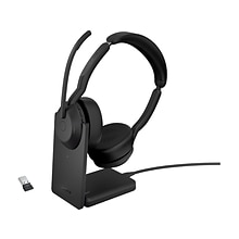 jabra Evolve2 55 Wireless Noise Canceling Bluetooth Stereo Headset, USB-A Adapter, UC-Certified (255