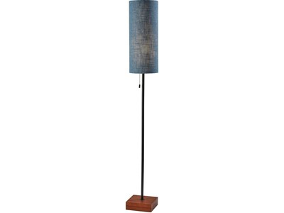 Adesso Trudy 62 Walnut Floor Lamp with Blue Drum Shade (1569-07)