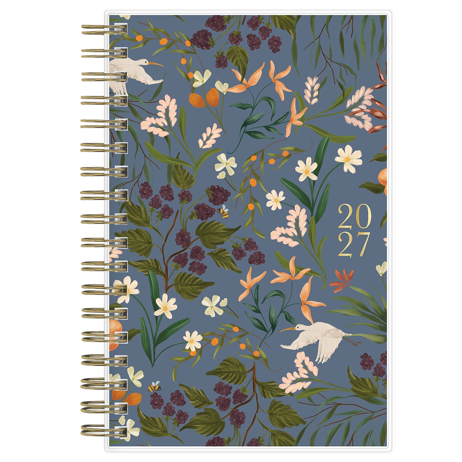 2027 Blue Sky Bespoke Letterpress Cranes In Flight 6.125 x 3.625 Calendar Year Weekly & Monthly Standard Planner