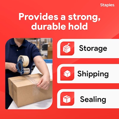 Staples Ultra Heavy Duty Shipping Packing Tape, 1.88" x 54.6 Yds, Clear, 6 Rolls/Pack (52196)