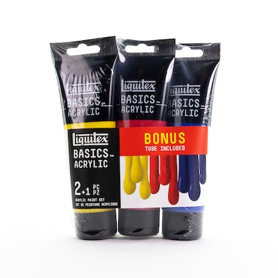 Liquitex BASICS Acrylic Paint Tube, Assorted Colors, 118 mL, 3/Set (LIQ3699440)