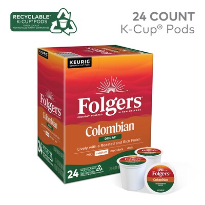 Folgers Colombian Decaf Coffee Keurig® K-Cup® Pods, Medium Roast, 24/Box (5000053359)