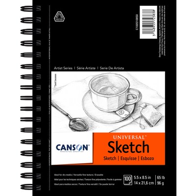 Canson Artist Series 5.5 x 8.5 Wire Bound Universal Drawing Sketch Pad, 100 Sheets/Pad, 3/Bundle (