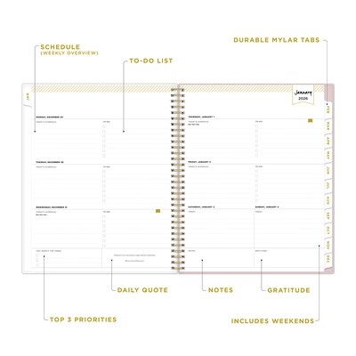 2026 Blue Sky Day Designer Ashley Cottage 11 x 8.5 Weekly & Monthly Personal Organizer, Plastic Cover (154674)