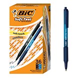 BIC Soft Feel Retractable Ballpoint Pen, Medium Point, 1.0mm, Black/Blue Ink, 36/Pack (SCSM361-AST)