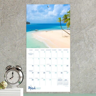 2027 TF Publishing Tropical Beaches 7" x 7" Monthly Wall Calendar, Multicolored (27-2012)