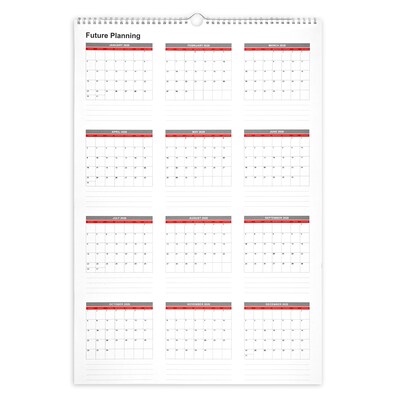 2027 Staples 15.5" x 22.75" Monthly Wall Calendar, White/Red/Gray (ST53925-27)
