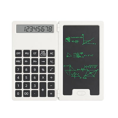 SaharaCase Scientific Calculator with 5-Inch LCD Writing Tablet, 12-Digit Foldable Calculator, White, (KB78)