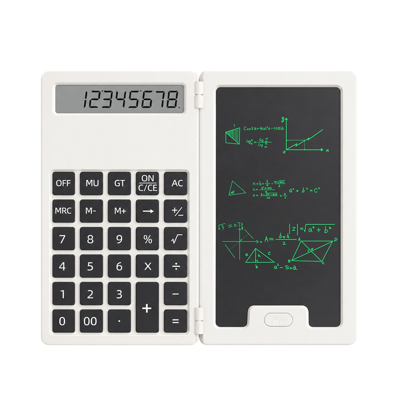 SaharaCase Scientific Calculator with 5-Inch LCD Writing Tablet, 12-Digit Foldable Calculator, White, (KB78)