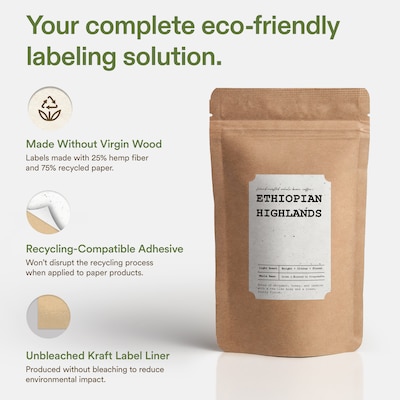 Avery Hemp Rectangle Scalloped Laser/Inkjet Multipurpose Labels, 2" x 3", Off-White (64/Pack)