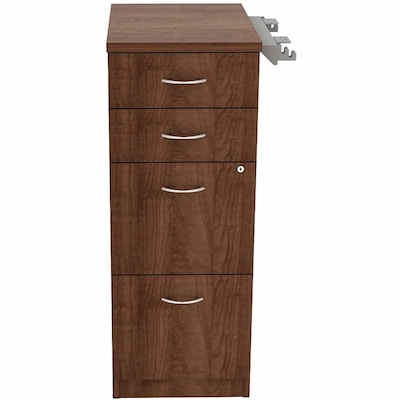 Lorell Relevance 4-Drawer Vertical File Cabinet, Letter Size, Lockable, 41.37H x 15.5W x 23.6D, Walnut Laminate (LLR16236)