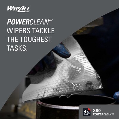 WypAll PowerClean X80 Fabric Cleaning Wipers, White, 475 Sheets/Roll, 475 Wipers/Box (41025)