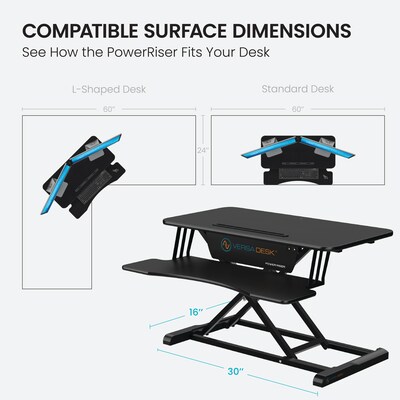 VersaDesk Power Riser 32"W Electric Adjustable Standing Desk Converter, Black (VDPR3124-BB)