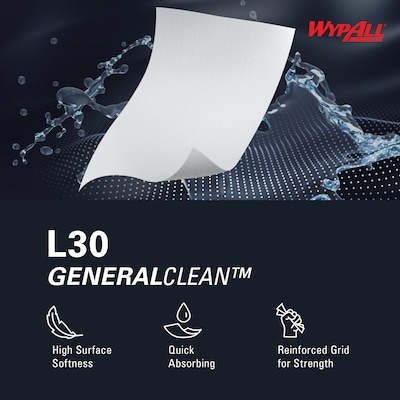 WypAll GeneralClean L30 Heavy Duty Cleaning Towels,White, 100 Sheets/box (05800)