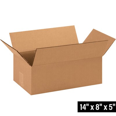 Corrugated Boxes, 14" x 8" x 5", Kraft, 25/Bundle (1485)