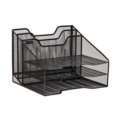 Mind Reader 5-Compartment Metal Mesh File Organizer, Black (MESHBOX5-BLK)