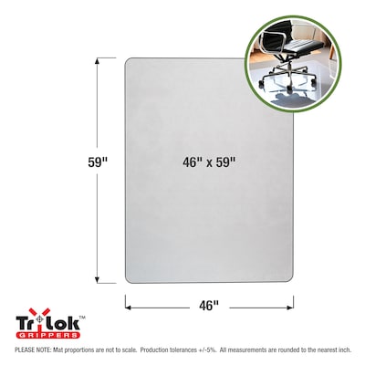 Floortex Cleartex TrYlok Carpet Chair Mat, 46" x 59", Designed for Low-Pile Carpet, Clear Vinyl (NRCMFLVT0006)