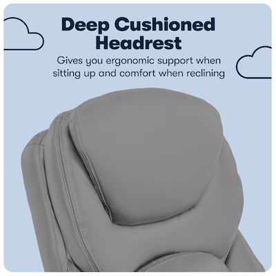 Serta Claremont Ergonomic Bonded Leather Swivel Executive Chair with Back in Motion Technology, Gray (44186A)