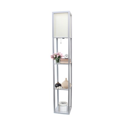 Simple Designs Etagere Organizer 62.5" Floor Lamp with Rectangular Shade, Gray (LF1014-GRY-CCLB)
