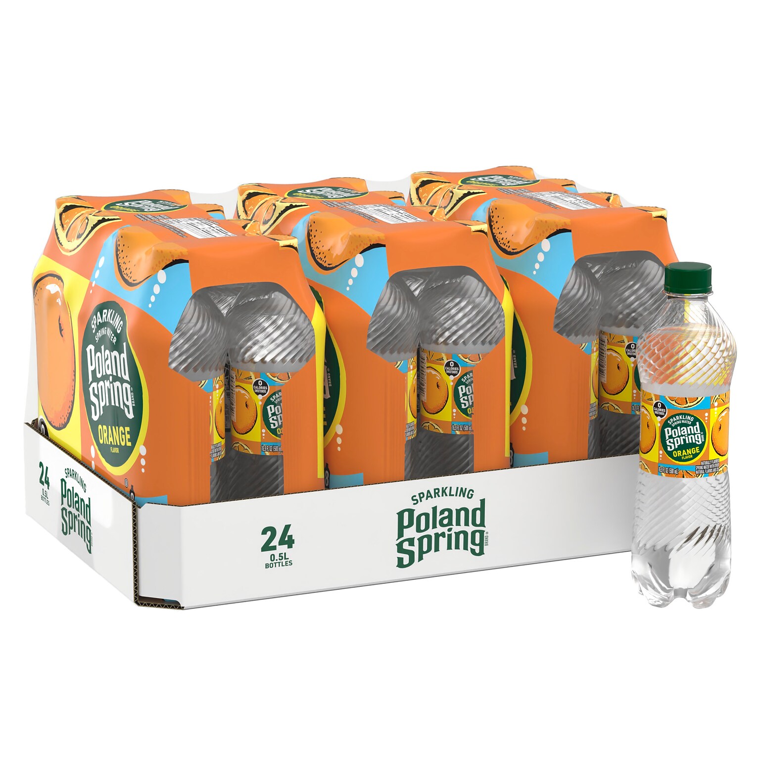 Poland Spring Orange Flavored Sparkling Water, 16.9 oz., 24/Carton (12349571/122060)