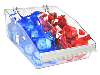 Azar 5.75" x 11.75" Pegboard 3-Compartment Large Deep Bin Tray, Clear, 2/Pack (556134-L-DIV-2PK)