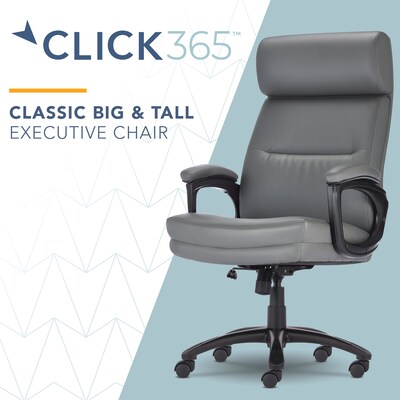 Click365 Classic Ergonomic Bonded Leather Executive Big & Tall Chair, 350 lb. Capacity, Gray (CCHR10023D)