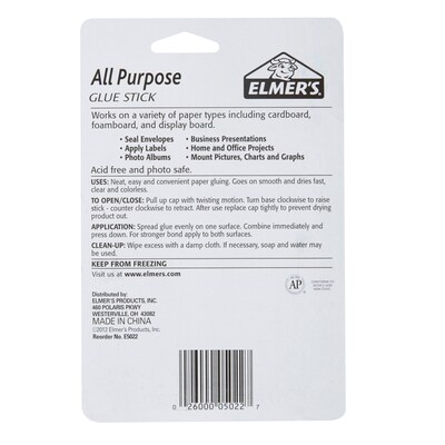 Elmer's Jumbo All Purpose Glue Stick, 0.77 oz., 3/Pack (E5022)