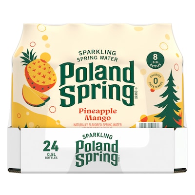 Poland Spring Pineapple Mango Sparkling Purified Water, 16.9 oz., 24/Carton (19991128)