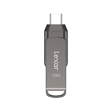 Lexar JumpDrive D400 Dual 128GB USB 3.1 Flash Drive, Titanium (LJDD400-128GBNU)