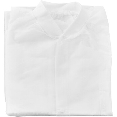 Global Industrial Disposable Polypropylene Lab Coat Knit Wrist Collar Snap Closure XL 25/Case (708309XL)