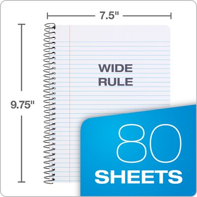 Oxford Composition Notebooks, 7.5" x 9.75", Wide Ruled, 80 Sheets, Assorted Colors, 4/Pack (64946)