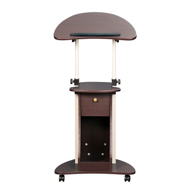 Techni Mobili 22"W Manual Adjustable Standing Laptop Cart, Chocolate (RTA-B005-CH36)