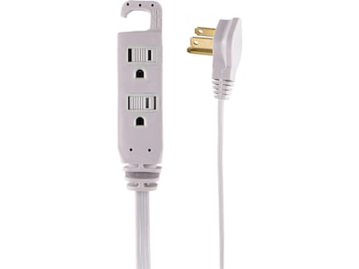 Staples 3-Outlet Indoor Extension Cord – 8 ft. Power Cable with Safety Covers, Gray