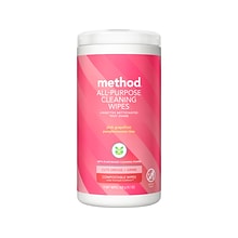 Method Disinfecting Wipes, Pink Grapefruit Scent, 70 Wipes/Canister (338527)