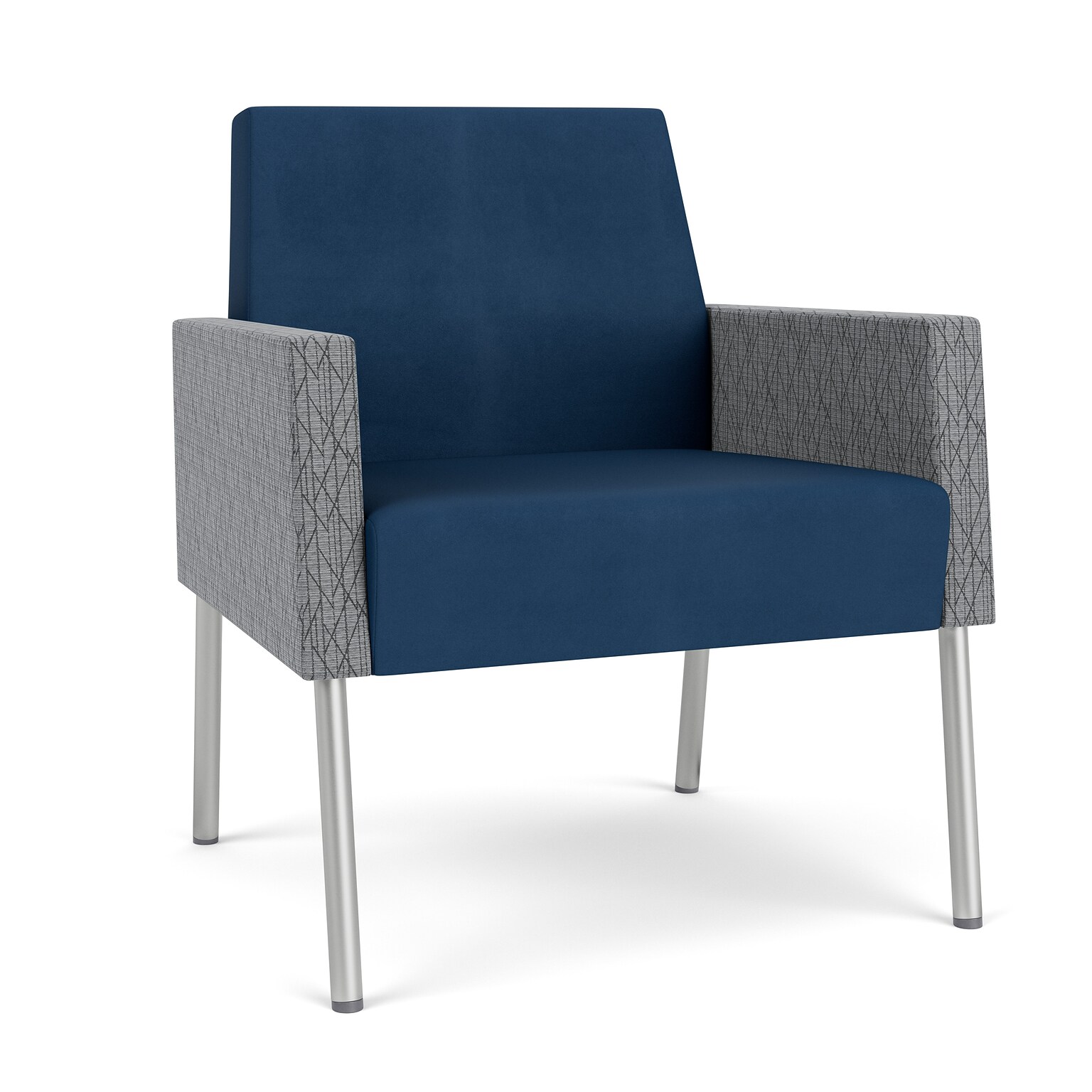 Lesro Mystic Lounge Vinyl Guest Chair, Patriot Plus Blue Ridge/Adler Gray Flannel (ML1101.SSV-02PPBR.03PPBR.04ADGF)