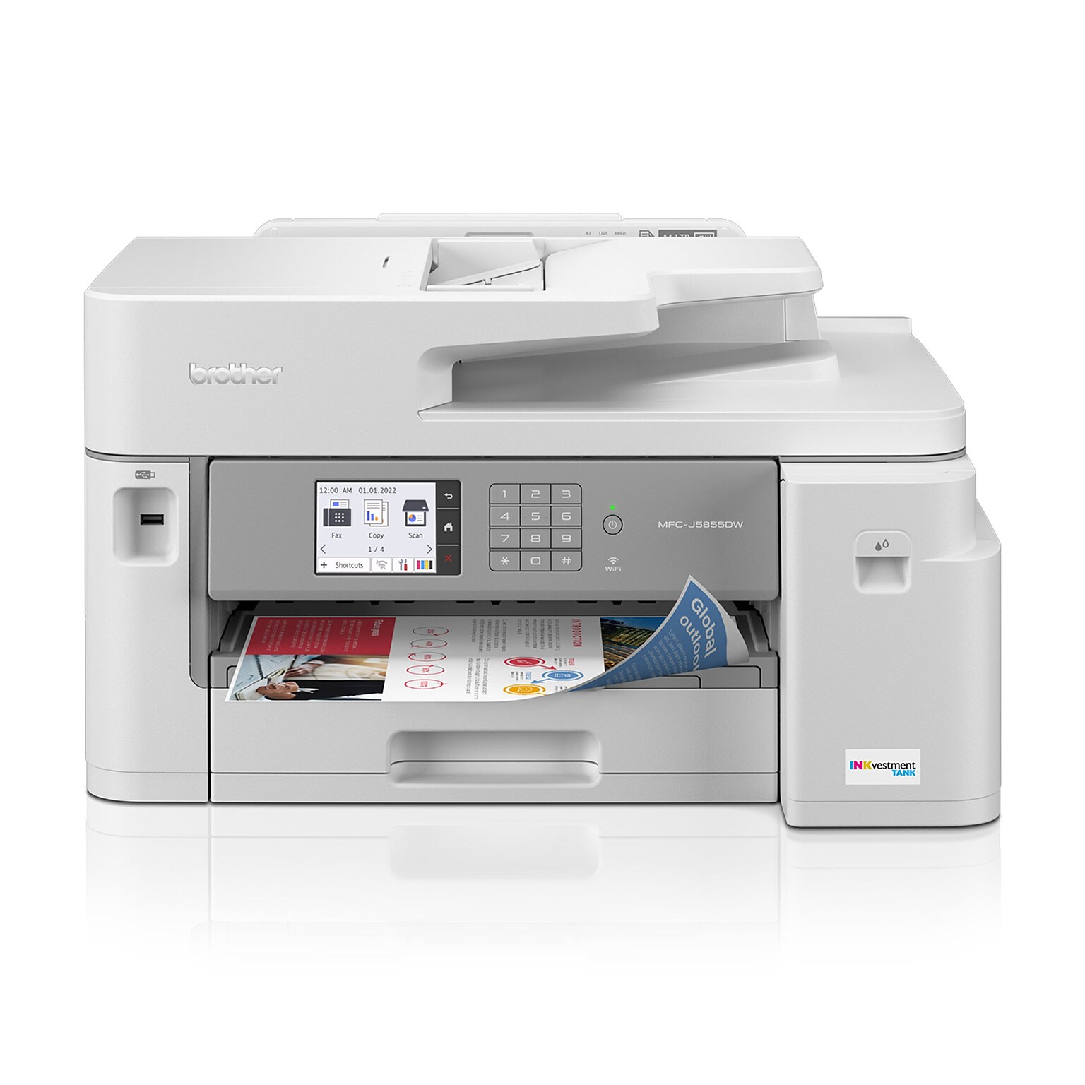 Brother INKvestment Tank MFC-J5855DW Wireless Color Inkjet Printer, All-In-One Supertank, Print, Scan, Copy, Fax