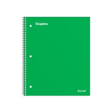 Staples Premium 1-Subject Notebook, 8.5 x 11, College Ruled, 100 Sheets, Green (ST51451D)