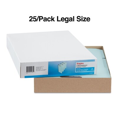 Staples® 60% Recycled Pressboard Classification Folder, 3" Expansion, Legal Size, Light Blue, 25/Box (ST384871/384871)