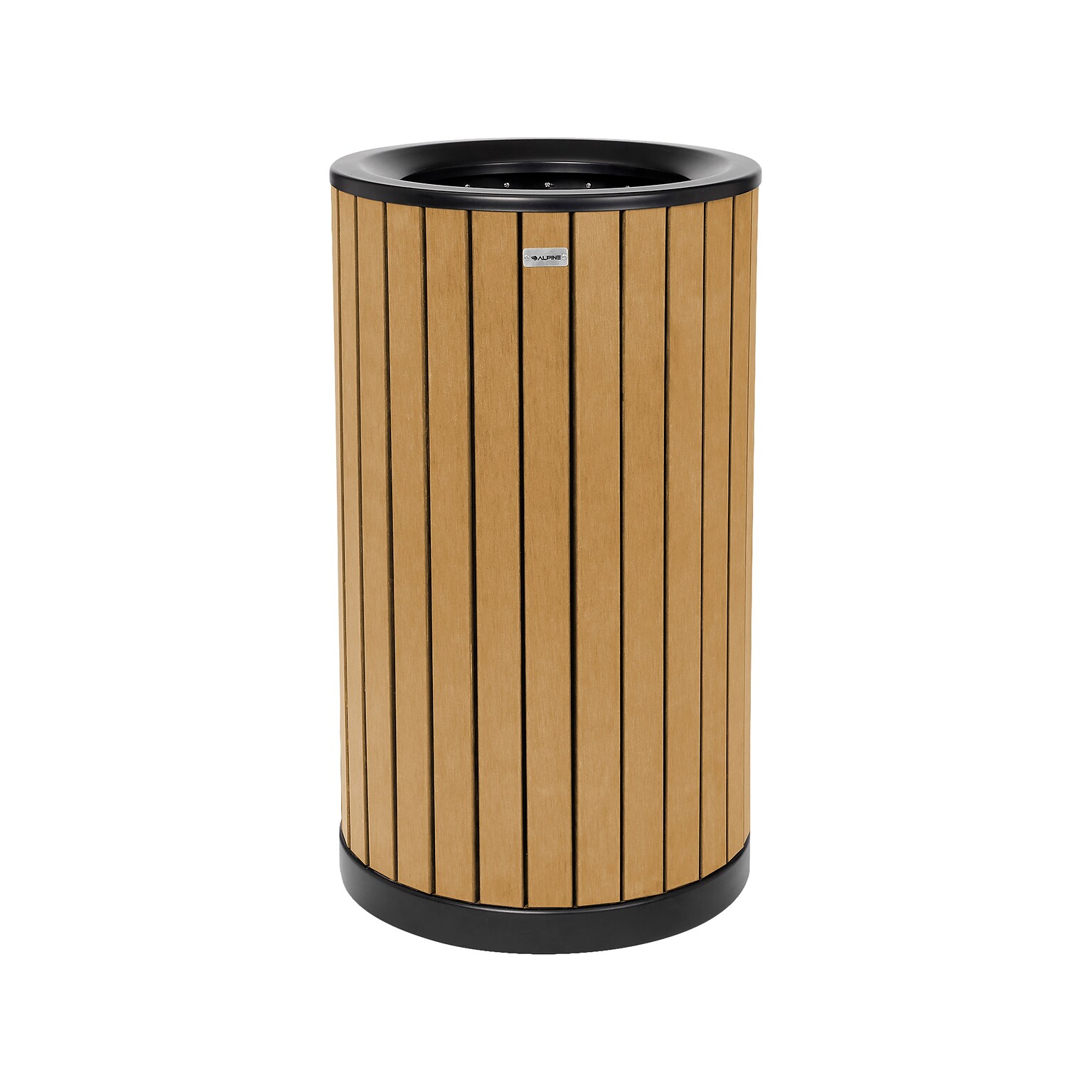Alpine Industries Steel Outdoor Trash Can with Open Lid, 32 Gallon, Cedar (ALP4400-01-CD)
