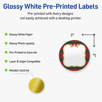 Avery Circle Multipurpose Labels, 2 Dia., White, 120/Pack (19479370513)