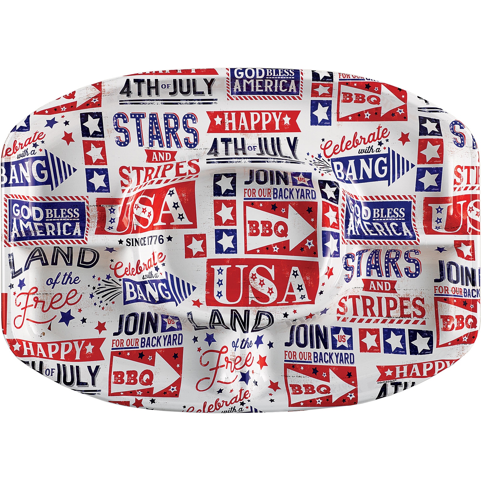 Amscan Fourth of July Sectional Platter, Multicolor, 4/Pack (430891)