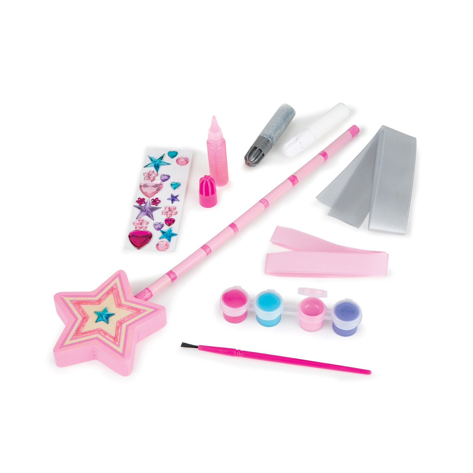 Melissa & Doug Created By Me! Paint & Decorate Your Own Wooden Princess Wand Craft Kit, Pink (8856)