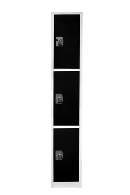 AdirOffice 72'' 3-Tier Key Lock Black Steel Storage Locker (629-203-BLK)