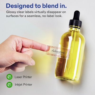 Avery Rectangle Laser/Inkjet Multipurpose Labels, Clear, 40 Labels/Sheet, 25 Sheets/Pack (19479311196)