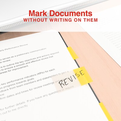 Stickies® Page Flags with Pop-Up Dispenser, Yellow, 1" Wide, 100/Pack (14111)