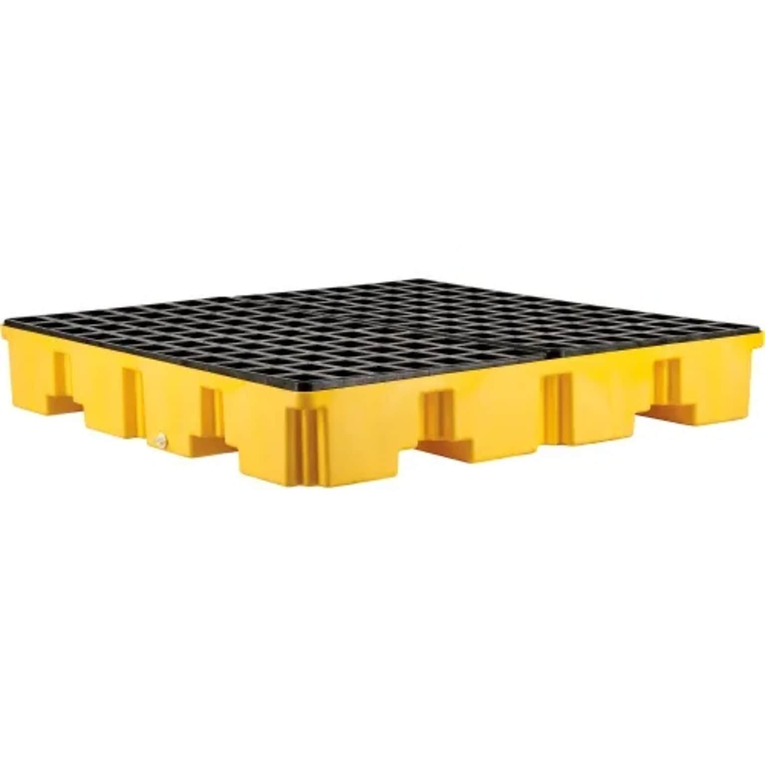 Global Industrial 4 Drum Low Profile Spill Containment Pallet w/ Drain (989073)