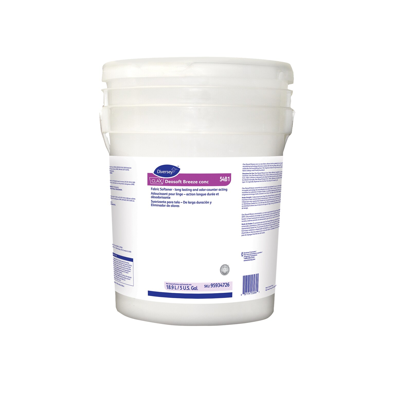Diversey Clax Deosoft Breeze Fabric Softener Concentrated Pail, 5 Gal (95934726)
