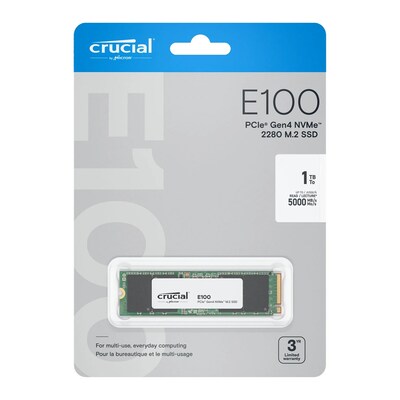 Crucial E100 1TB M.2 NVMe PCIe Gen4 Internal Solid State Drive, TLC NAND (CT1000E100SSD8)