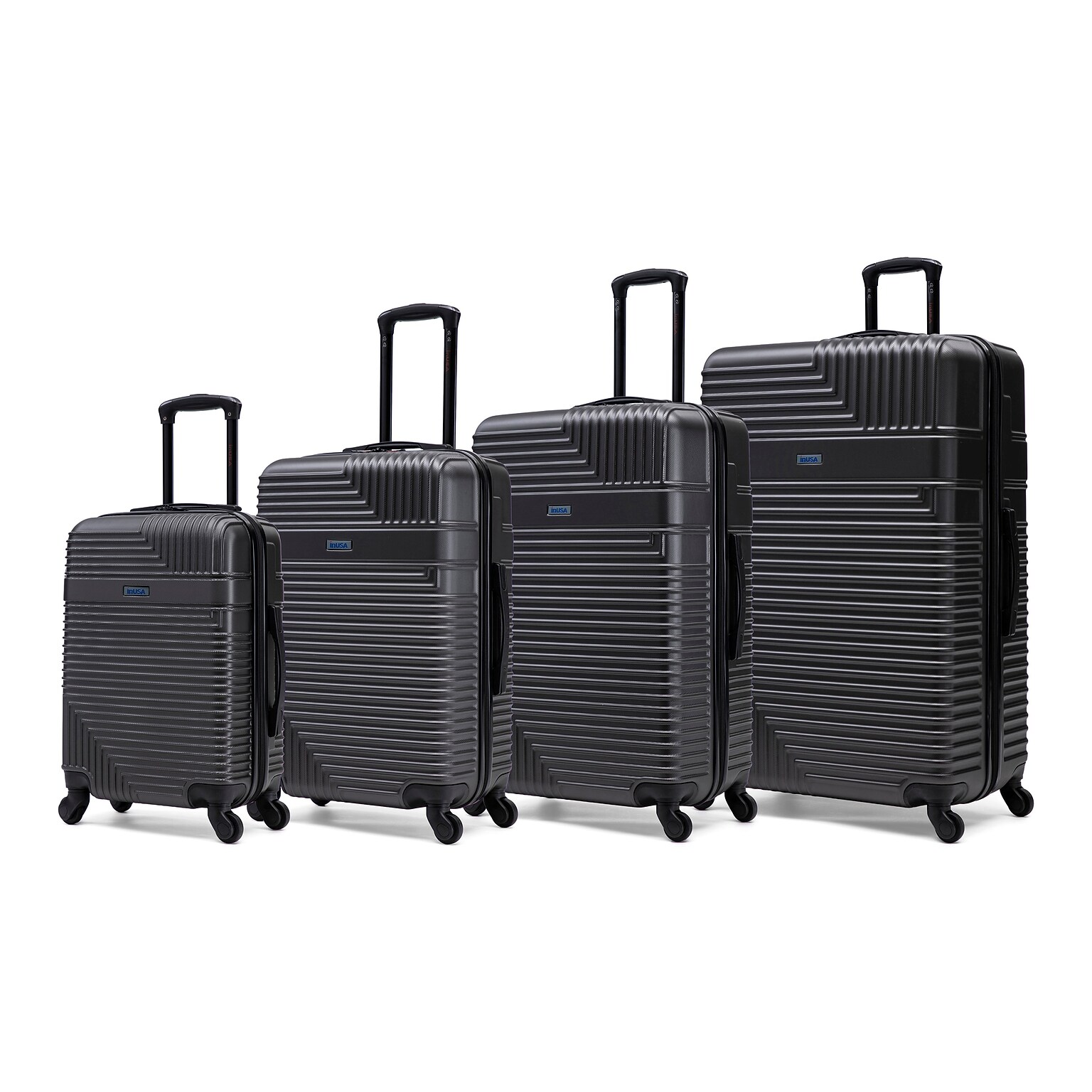 InUSA Resilience 4-Piece Hardside Spinner Luggage Set, TSA Checkpoint Friendly, Coal (IURESSMLXL-COA)